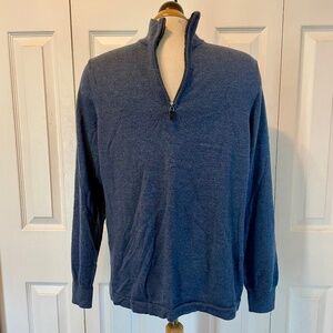 Joseph Abboud 100% extra fine merino wool Blue Quarter-Zip Pullover